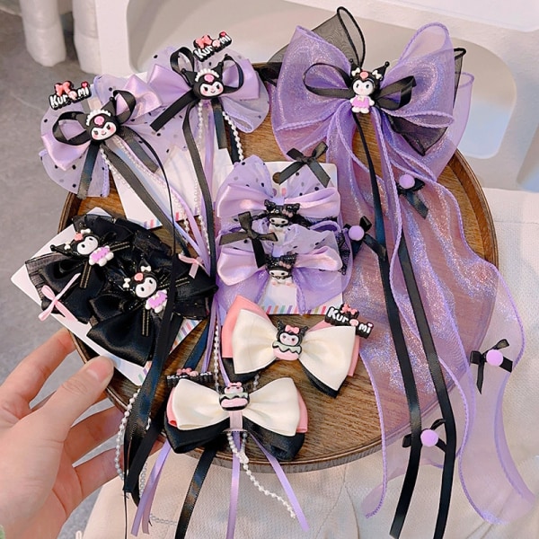 Tecknad Anime Svart Lila Stor Bowknot hårnål Trendig prinsessa A1