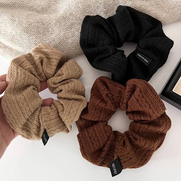 Mode stickad ull Scrunchie Elastiskt hår rep Hår Accessori Dark brown