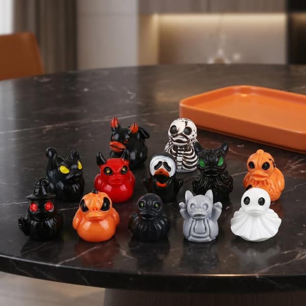 12 stk. mini-ender og spøkelser i harpiks til Halloween, miniatyrfigurer 12pcs