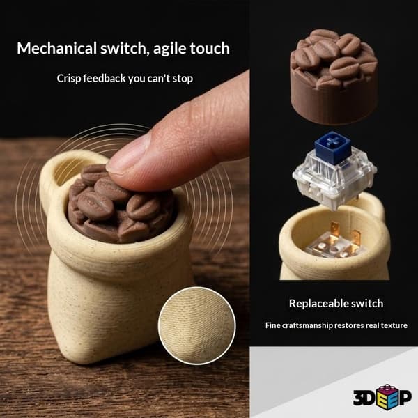 3D-printet kaffebønner simulering kaffekop stressaflastende