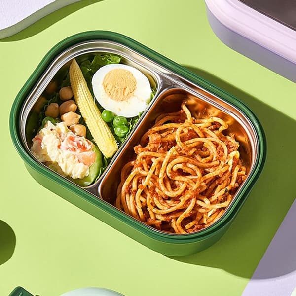 Matlåda 304 Rostfritt Stål Kapacitet Delad Låda Bento B Pink