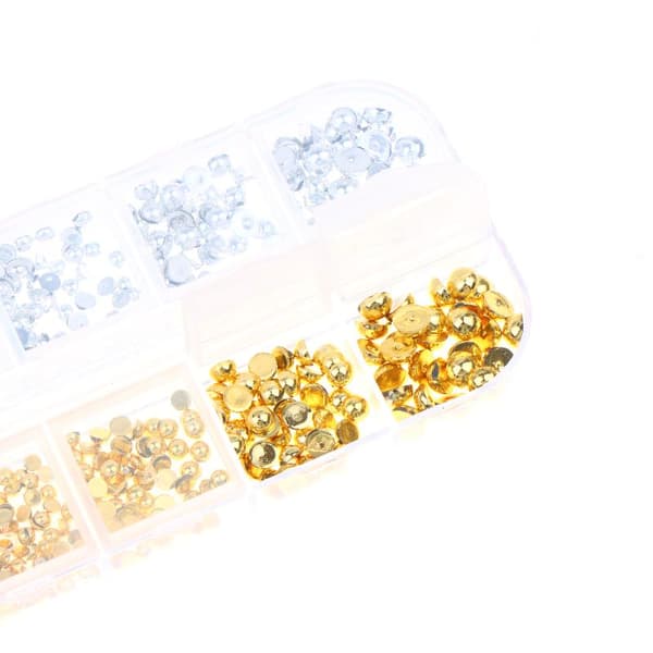 12 gitter stjerne måne negle nitter Y2K metalliske negle charms DIY A4