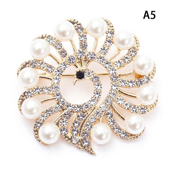 Pearl Rhinestone Peacock Brosje Dyr Corsage Brosjer Bryllup A5
