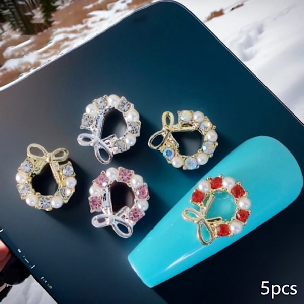5 st 3D Rhinestone Crystal Nagelkonst Garland Pärla Hängande Charms A3