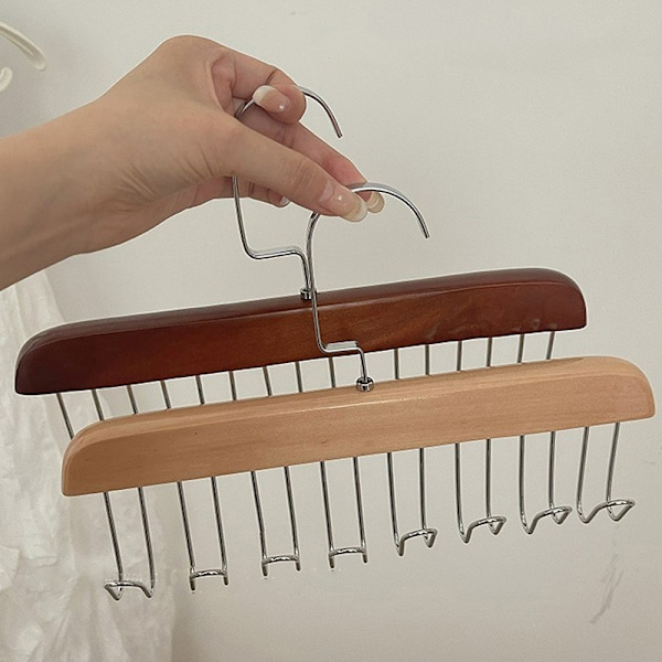 Träbälte Camisole Klädhängare 8 Krokar Slips Hattar Organizer Ra A1