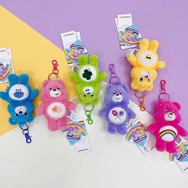 Anime Rainbow Bear Pehmoriipus Uusi Pp puuvillainen avaimenperälaukku Pe Blue
