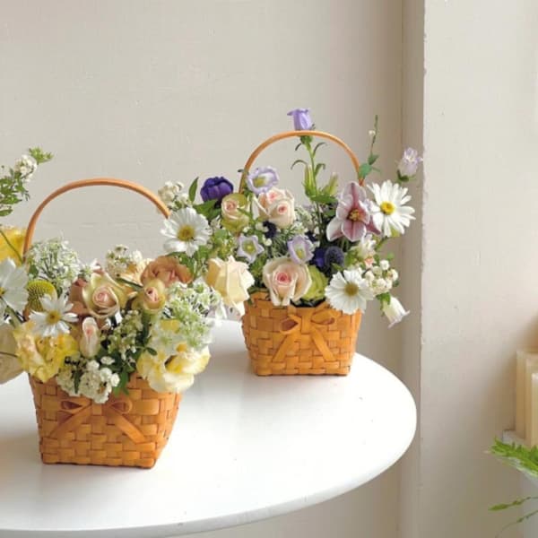 Vide Pil Brud Blomsterkorg Picknickbehållare Handvävd F A2