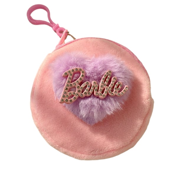 Barbie Heart Plysch myntväska Bärbar Money Change Pouch Earph Pink