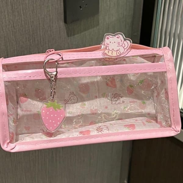 e Gennemsigtigt Penalhus Stor Kapacitet Studenter Papirvarer Lynlås B
