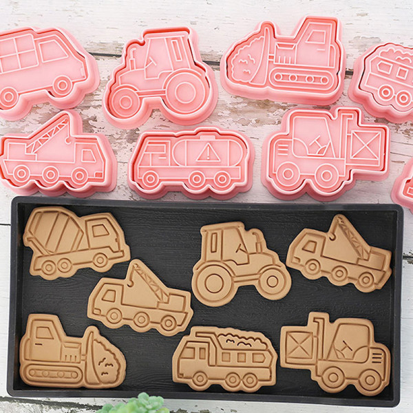 8 Stk/Set Køretøj Bil Cookie Forme 3D tegneserie Cookie Form Biscu B