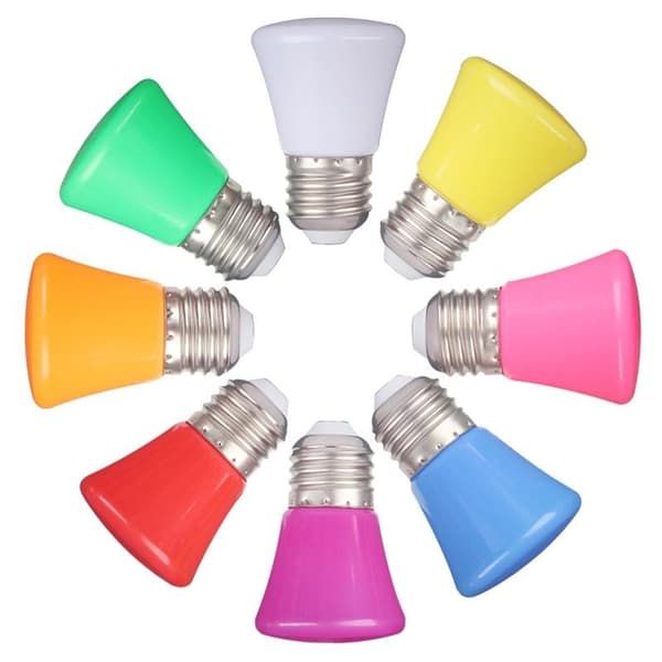 2w E27 Led Pære Rød Blå Grønn Rosa Gul Hvit 8-lysfarger White 110V