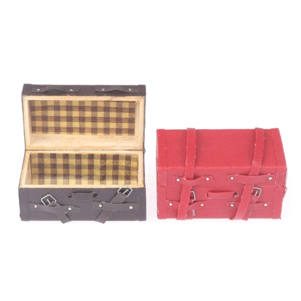 1:12 Dukkehus Miniature Vintage Kuffert Bagageboks Opbevaring B Brown