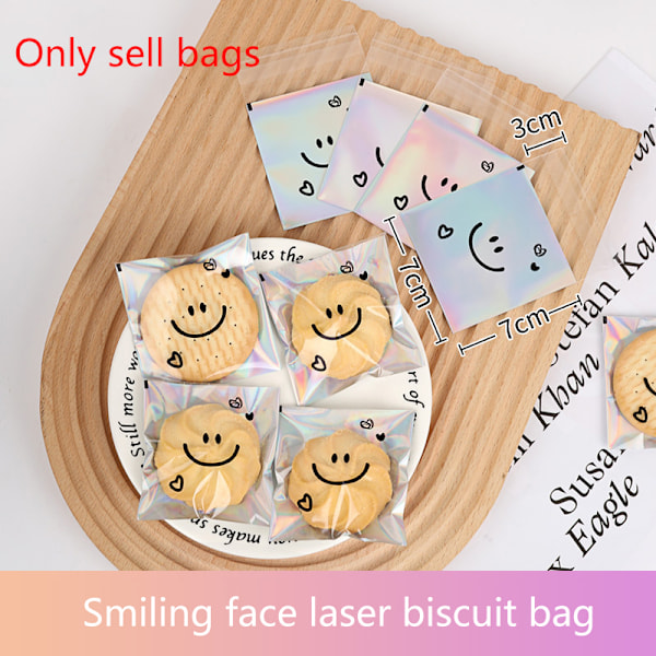 100 stk Snowflake Crisp Cookie emballagepose Selvklæbende pose B 100pcs