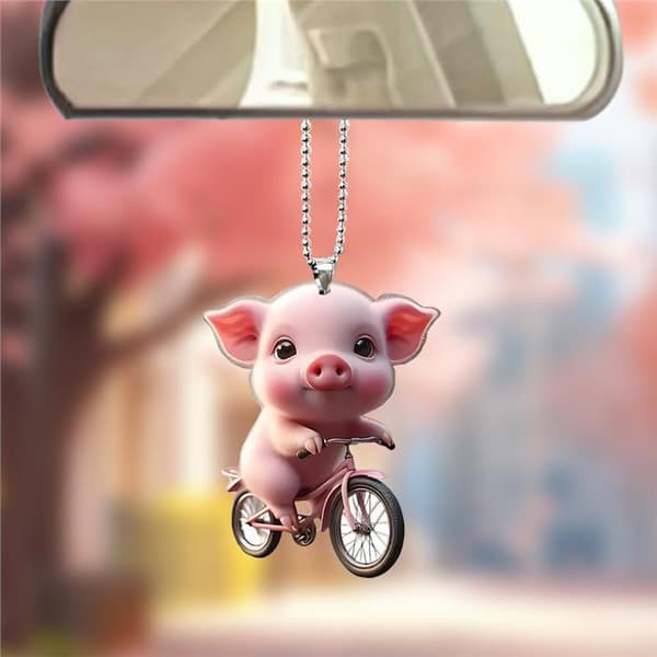 e Pig Car Interior Acrylic Pendant Lovely Auto Keychain Hanging E