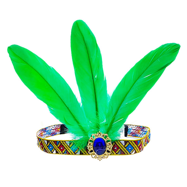 Feather Hair Band Pannebånd Bohemian Gypsy Dance Show Headpiece Green