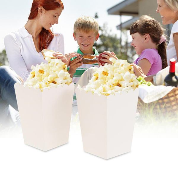 10 stk Popcorn Snack Box Engangs Snackbeholdere Papir Chic White