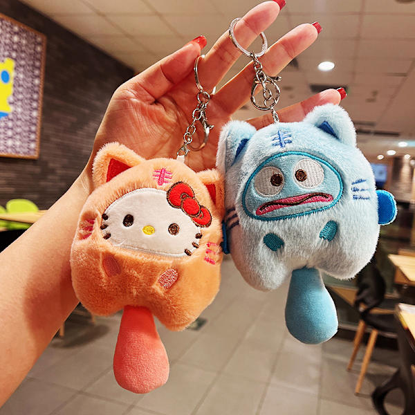Sanrio Kuromi Plysj Animal Keychain Little Tiger Kuromi Melody Pink 15cm