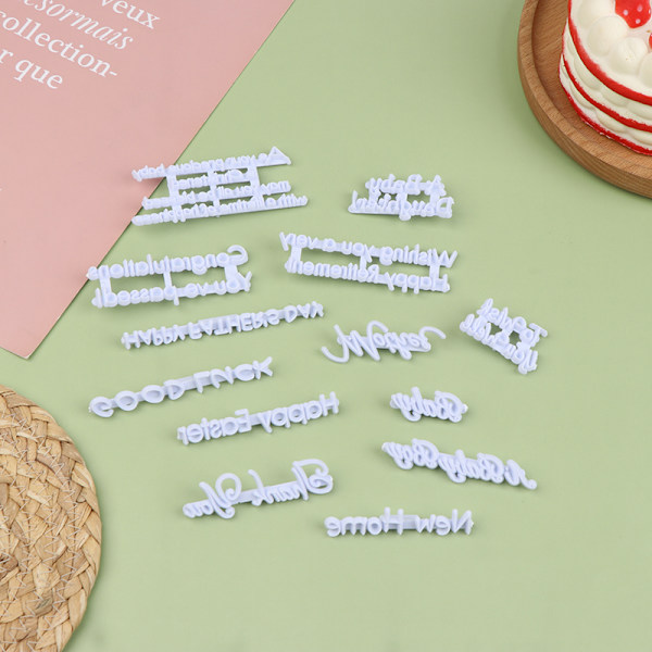DIY Alfabet Bokstav Kakeform Velsignelse Cookie Kjeks Stempel Emb 13Pcs