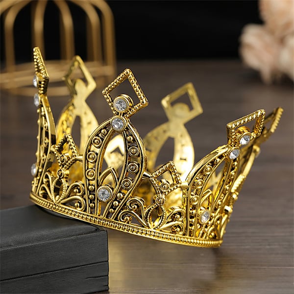 Bridal Bröllop Tiaror Crystal Little Crown Brithday Cake Baking Gold