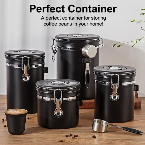 Lufttett forseglet kaffebønneoppbevaringsbeholder med utløpsdato White 1200ml