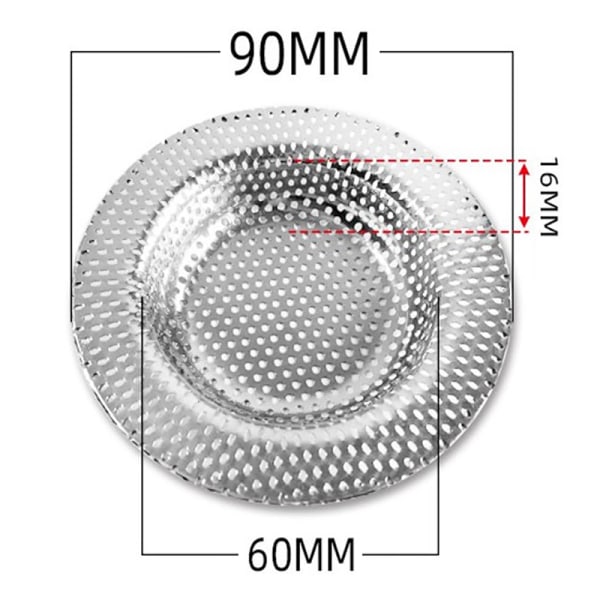 Rustfrit stål Køkken Vandvask Filter Vask Mesh Si Fl 9cm