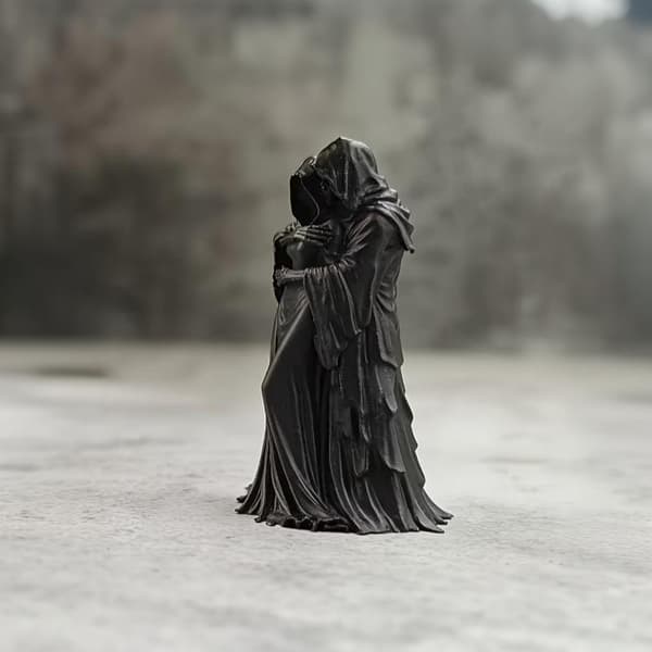 3D-printet \"Grim Reaper\"-statue av et klempar, perfekt til Halloween