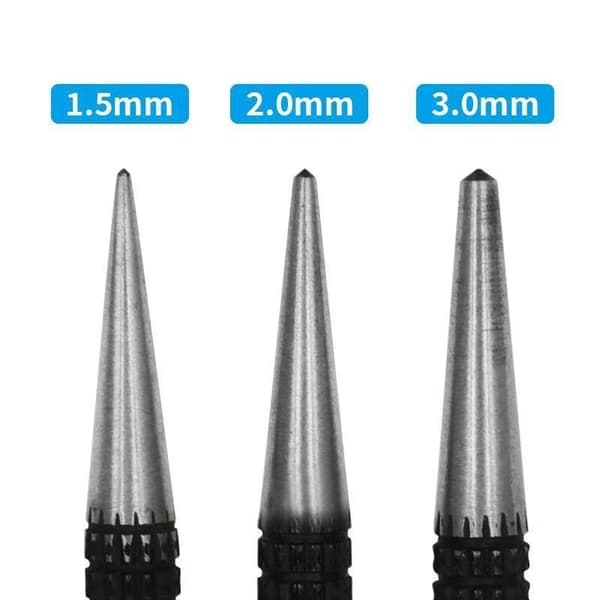 Centerstanssæt i kulstofstål skridsikkert greb 1,5 mm 2 mm 3 mm A4