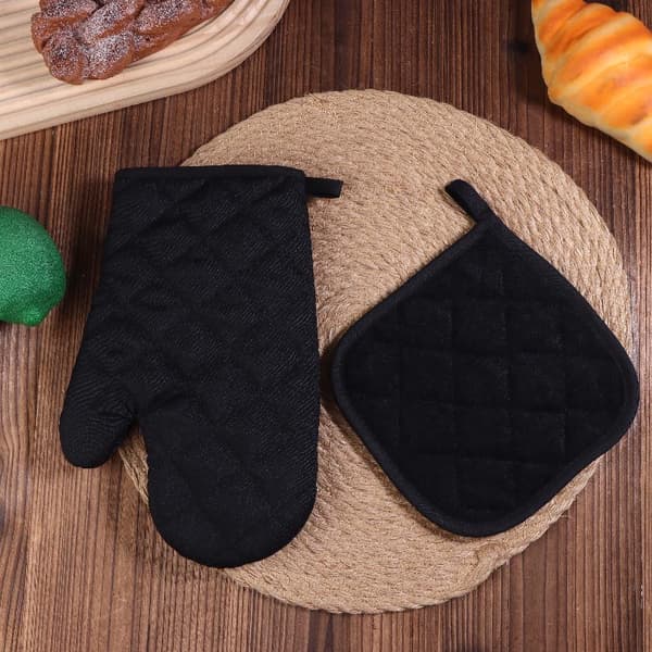 1 set ugnshandskar mikrovågsugnshandskar kök Black