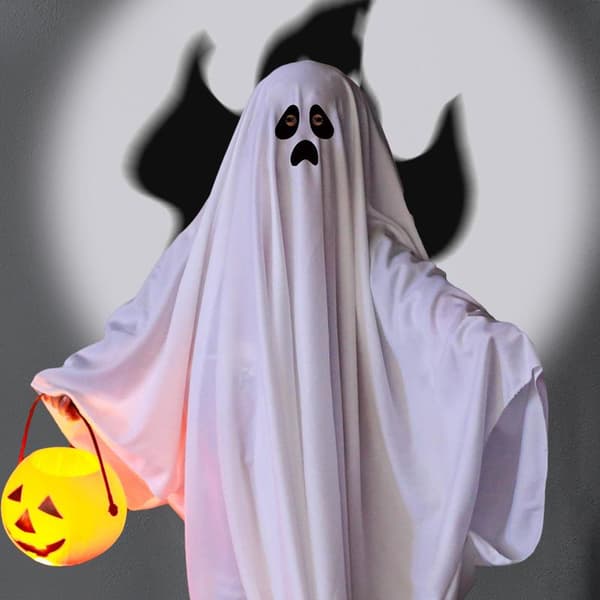 Vit Spöke Halloweenkostym Mjukt Andningsbart Tyg Lätt att Bära B S