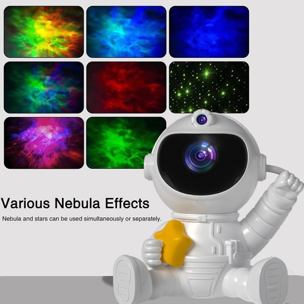Astronaut Stjernehimmel projektor LED Galaxy Nebula Lampe Børnenatlys med  Timing Fjernbetjening 2fe8