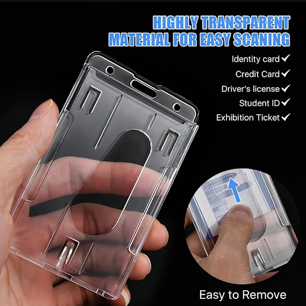 1/2PCS Transparent korthållare infällbar nyckelring repa A2