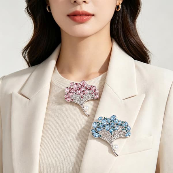 Luksus Ginkgo Blad Brocher Til Kvinder Unisex Rhinestone s Blomst A1