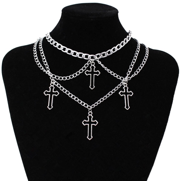 Goth Hollow Cross Choker Halskæde Kvinder Gothic Layered Chunky P A