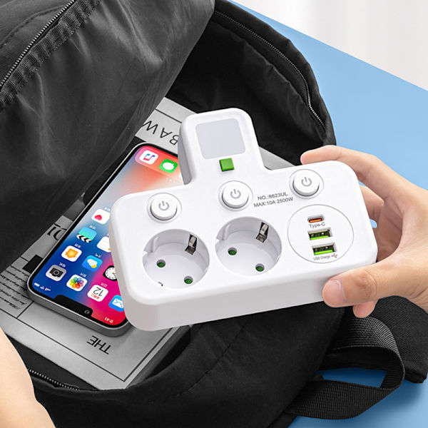 EU-plugguttak 4 stikkontakter Multitap veggstrømskinne elektrisk S 2