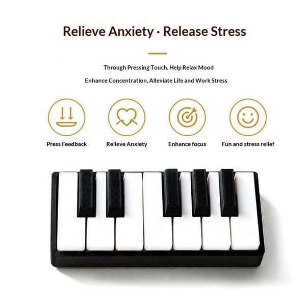 Press-Type 3D-printet pianotastatur-klikker Giftfri PLA Fidget A5