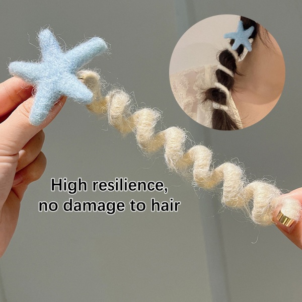 Fashion Starfish Plush Spiral Coil Telefon Wire Scrunchies Po Blue