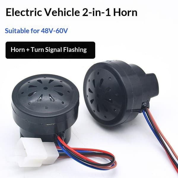 1/3 st 48V 60V Elbilshorn Svart 2-i-1 Med LED 4-tråds Ste 1pc