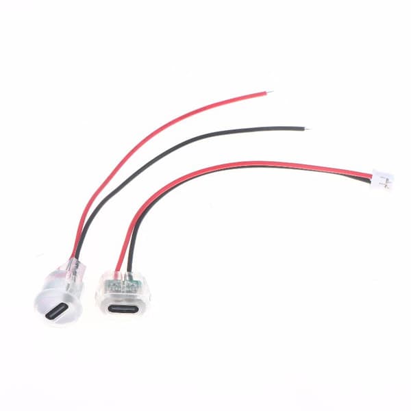 5/10 st honkontakter transparent 2-stifts USB Type-C med LED A 5pcs