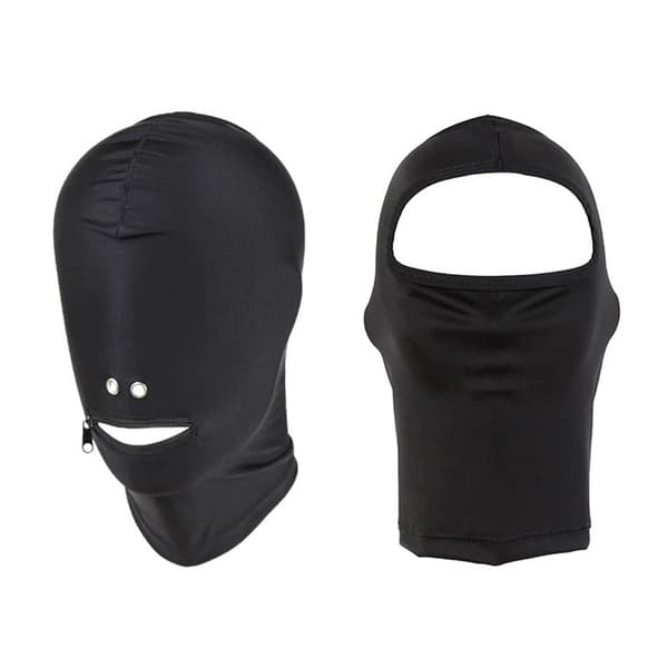 Svart maske med åpen munn glidelås hodeplagg deksel øyehodehette A