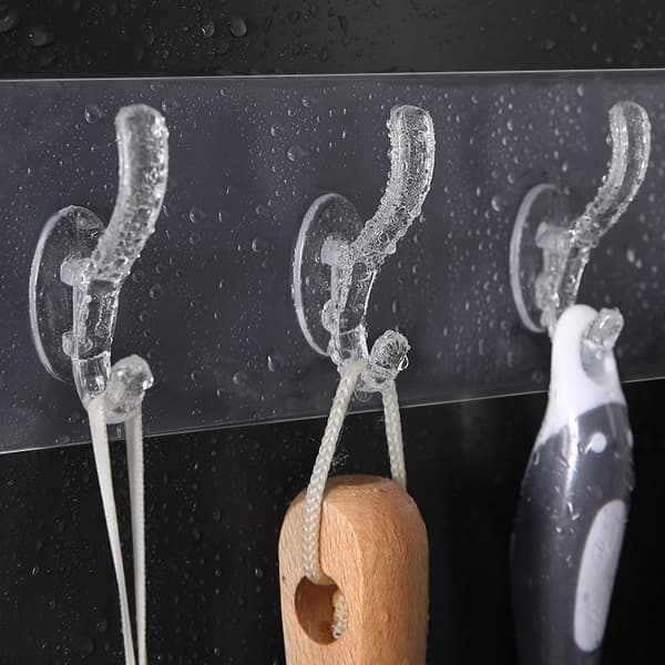 Transparenta plastlimkrokar kök badrumskrokar spikfria 5 hooks