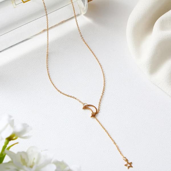 Ny Enkel Måne Stjerne Vedhæng Choker Halskæde Collares Til Kvinder A1