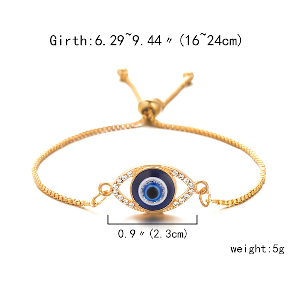 Ny mode blå onde øjne armbånd til kvinder guldfarvejustering