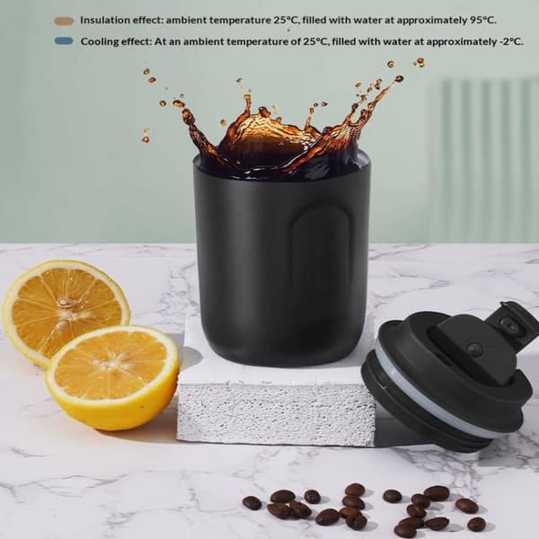 220 ml Mini Isolerad Kaffemugg Vakuum Resemugg Termisk Fläck Black
