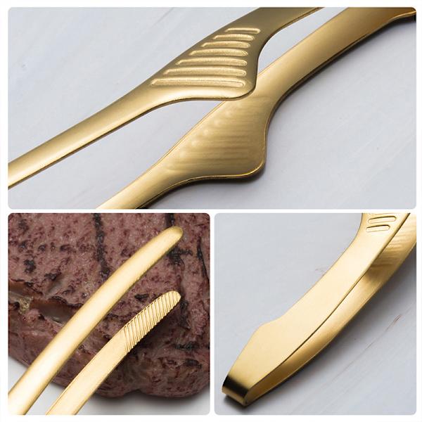 BBQ Tong Grill Clips Rustfritt stål Matlaging Grilling Stea Silver
