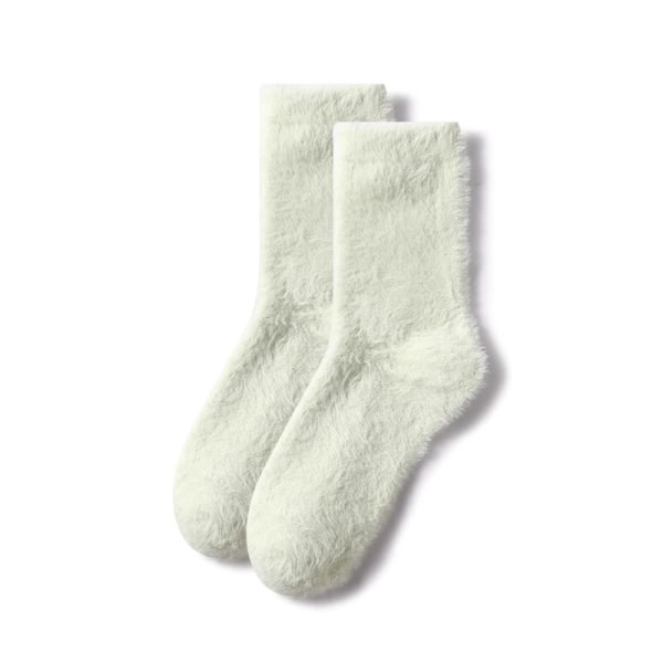 Super bløde sokker mink fleece til kvinder Ensfarvede vintervarm Green