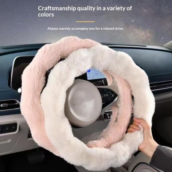 Mjuk fluffig bilrattöverdrag plysch vintervarm ratt Gray