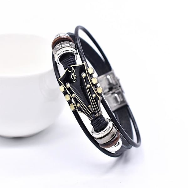 Retro PU-läder gitarrarmband Punk Rock Musik Gitarr Handgjort Red