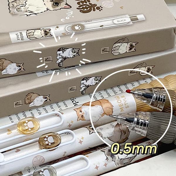 4 st e Cat Gelpennor Kawaii Meow Style Infällbara Pennor Med Com