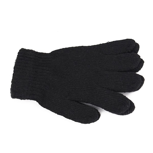 1 Par Svarta All-Finger handskar för kvinnor och män Ull stickad handled