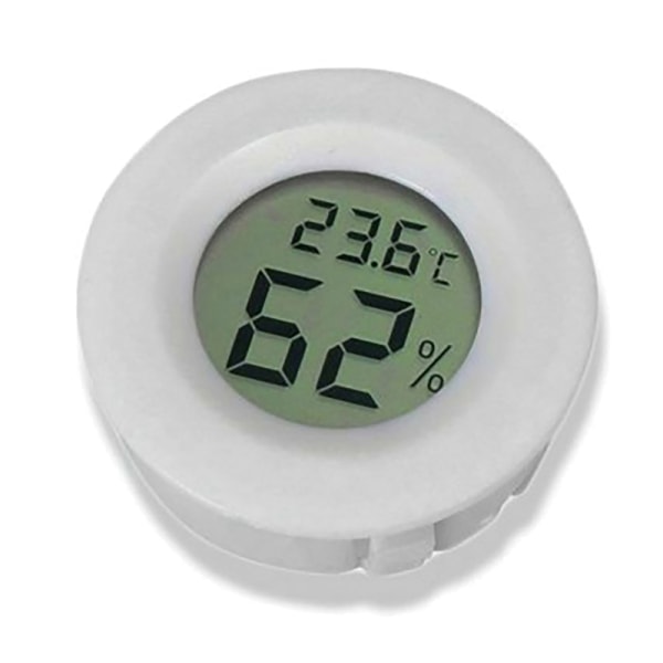 Cirkulært Mini Hygrometer Termometer Digital LCD-skærm Humidi White